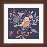 Framed 'Royal Birds III Purple' border=