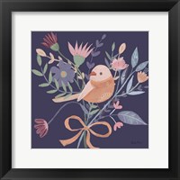 Framed 'Royal Birds III Purple' border=