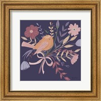 Framed 'Royal Birds II Purple' border=