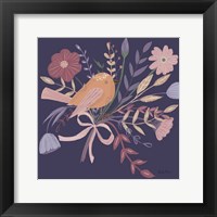 Framed 'Royal Birds II Purple' border=