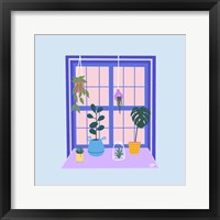 Framed Blue Indoor Garden