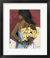 Framed Girl With Yellow Roses