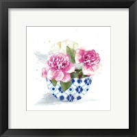 Framed 'Peonies In A Bowl I' border=