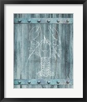 Framed White Lobster On Blue