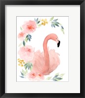 Framed Floral Flamingo II