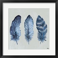 Framed 'Indigo Feathers I' border=