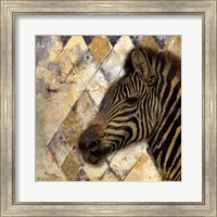 Framed 'Golden Safari I (Zebra)' border=