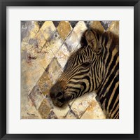 Framed 'Golden Safari I (Zebra)' border=