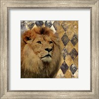 Framed 'Golden Safari IV (Lion)' border=