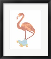 Framed Skating Flamingo