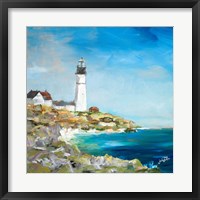 Lighthouse on the Rocky Shore I Framed Print