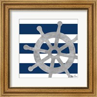 Framed 'Silver Coastal on Blue Stripe III' border=