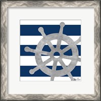 Framed 'Silver Coastal on Blue Stripe III' border=