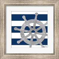 Framed 'Silver Coastal on Blue Stripe III' border=