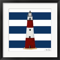 Framed Nautical Stripe Lighthouse