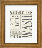 Framed 'Bath Reminders in Gray III' border=