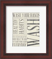 Framed 'Bath Reminders in Gray III' border=