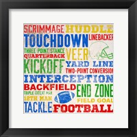 Colorful Football Typography Framed Print