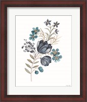 Framed 'Blue Botanical Mums' border=