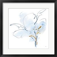 Framed Blue and Gold Floral IV