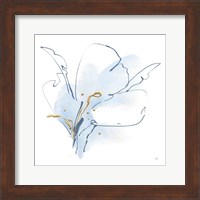 Framed Blue and Gold Floral II