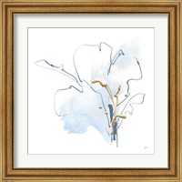 Framed 'Blue and Gold Floral I' border=