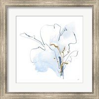 Framed 'Blue and Gold Floral I' border=