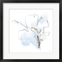 Framed Blue and Gold Floral I