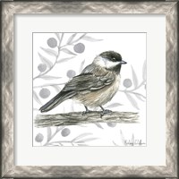 Framed 'Backyard Birds II-Chickadee' border=