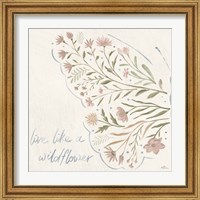 Framed 'Wildflower Vibes VI Neutral' border=