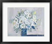 Framed White Roses on Gray