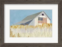 Framed Wheat Fields Barn with Flag