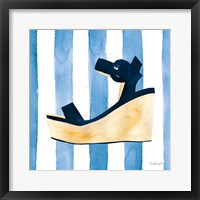 Framed Beach Glam VII v2 Navy on Stripes