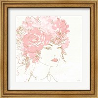 Framed 'Floral Figures I Pink Gold Sq' border=