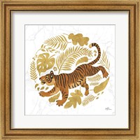 Framed 'Big Cat Beauty VII Gold' border=