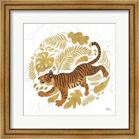 Framed 'Big Cat Beauty VII Gold' border=