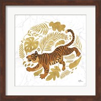 Framed 'Big Cat Beauty VII Gold' border=