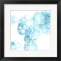 Framed 'Bubble Square Aqua I' border=