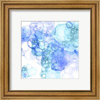 Framed 'Bubble Square Aqua & Blue I' border=