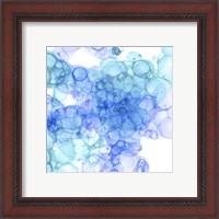 Framed 'Bubble Square Aqua & Blue II' border=