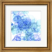 Framed 'Bubble Square Aqua & Blue III' border=