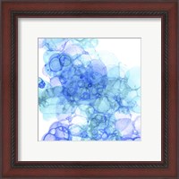 Framed 'Bubble Square Aqua & Blue III' border=