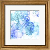 Framed 'Bubble Square Aqua & Blue IV' border=