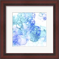 Framed 'Bubble Square Aqua & Blue IV' border=