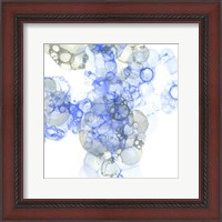 Framed 'Bubble Square Blue & Grey I' border=