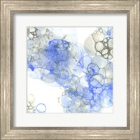 Framed 'Bubble Square Blue & Grey III' border=