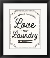 Framed Laundry Art portrait II-Love & Laundry