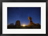 Framed Balanced Rock Crescent Moonrise