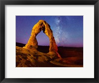 Framed Delicate Arch light painting Milky Way Stars