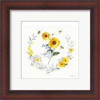 Framed 'Bees and Blooms Flowers V with Wreath' border=